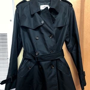 Women's Coach Black Modern Short Trench Coat